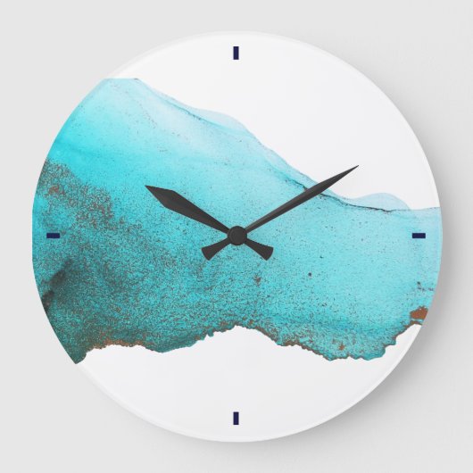 Abstract Turquoise Gold Alcohol Ink Art Grote Klok (Voorkant)