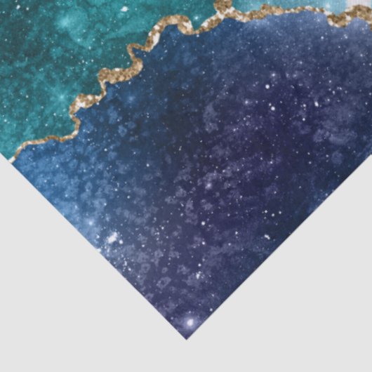 Abstract Turquoise Gold Glitter Galaxy Agate Tissuepapier (Detail)