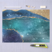 Abstract Turquoise Gold Glitter Galaxy Agate Tissuepapier (Craft)