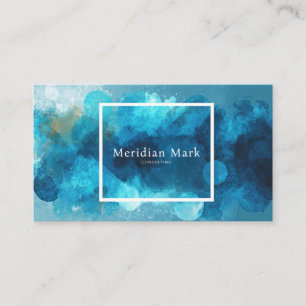 Abstract Turquoise Marineblauw Aquarel Geometrisch Visitekaartje