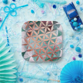 Abstract Turquoise Roze Pastel Watercolor Patroon Papieren Bordje (Feest)