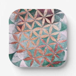 Abstract Turquoise Roze Pastel Watercolor Patroon Papieren Bordje