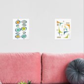 Abstract Turquoise Sinaasappel Groen Mid Century M Muurkunst Sets (Woonkamer)