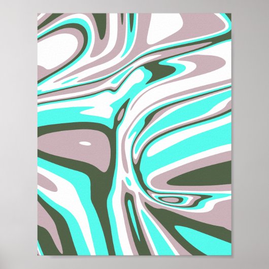 Abstract turquoise wervelpatroon poster (Voorkant)