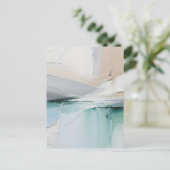 Abstract Turquoise Witte Textuur Briefkaart (Staand voorkant)