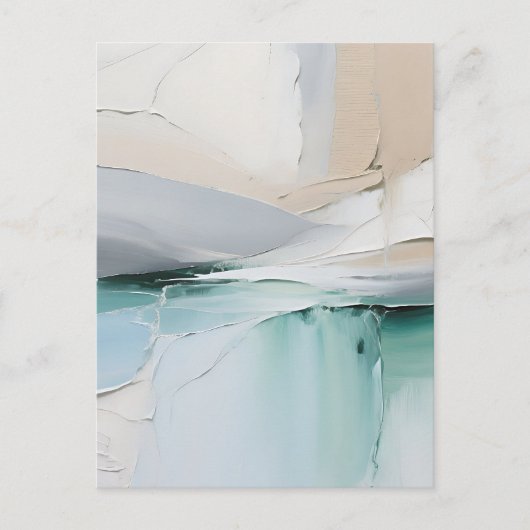 Abstract Turquoise Witte Textuur Briefkaart (Voorkant)