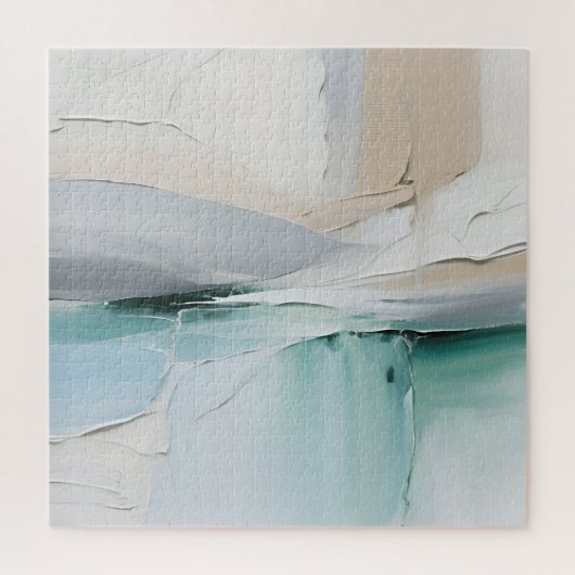Abstract Turquoise Witte Textuur Legpuzzel (Verticaal)