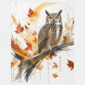 Abstract Uil Siermotief Herfstbladeren Fleece Deken (Voorkant)