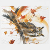 Abstract Uil Siermotief Herfstbladeren Fleece Deken (Voorkant (Horizontaal))