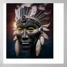 Abstract Uitzicht van Native American Chief Poster