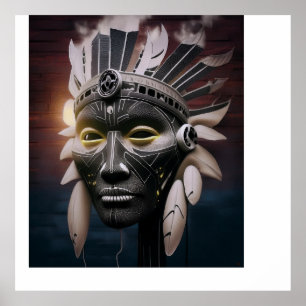 Abstract Uitzicht van Native American Chief Poster