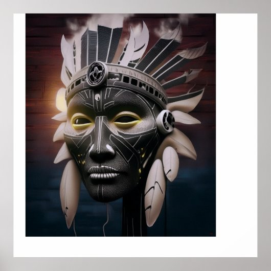 Abstract Uitzicht van Native American Chief Poster (Voorkant)