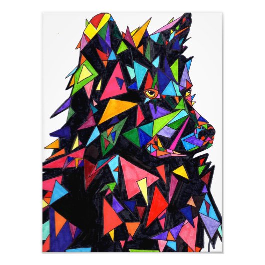 Abstract Uitzicht Wolf Side Print Foto Afdruk (Voorkant)
