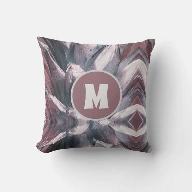 Abstract Uniek Zilver Ananas Spikes Monogram Kussen (Voorkant)
