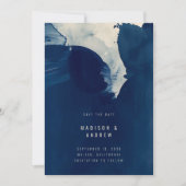 Abstract Unieke Marineblauwe Inkt Foto Bruiloft Save The Date (Voorkant)