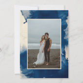 Abstract Unieke Marineblauwe Inkt Foto Bruiloft Save The Date (Achterkant)