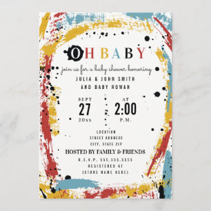 Abstract Unisex Oh Baby shower Kaart