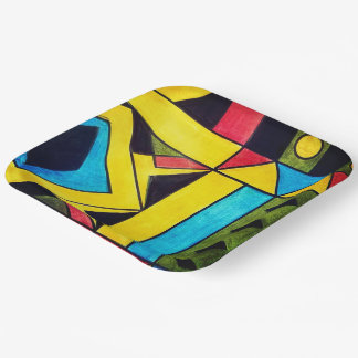 Abstract van Afrikaanse kleuren in driehoeken en v Papieren Bordje
