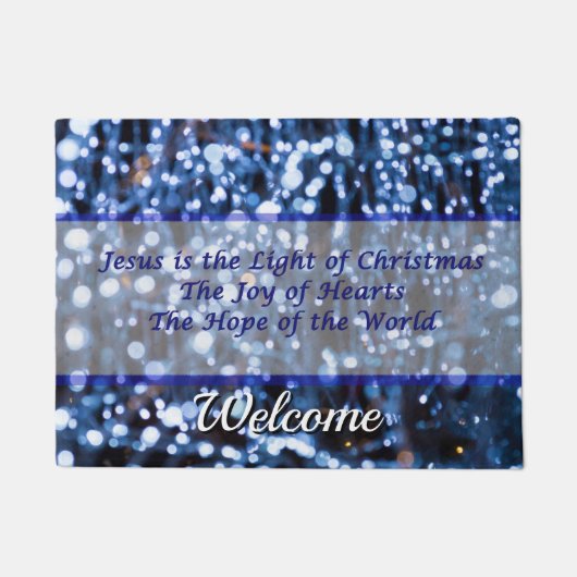 Abstract van blauwe lampjes Welkom Doormat Deurmat (Voorkant)