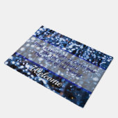Abstract van blauwe lampjes Welkom Doormat Deurmat (Schuin)
