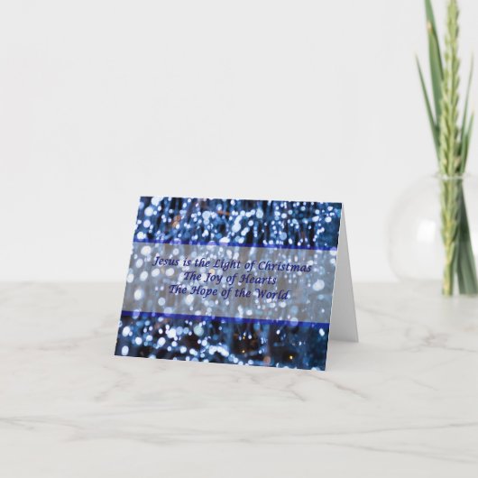 Abstract van blauwe lamptekst feestdagen kaart (Voorkant)