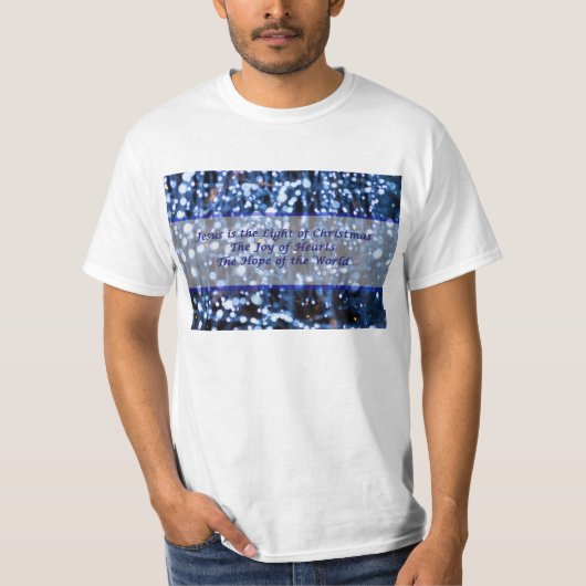 Abstract van blauwe lamptekst t-shirt (Voorkant)