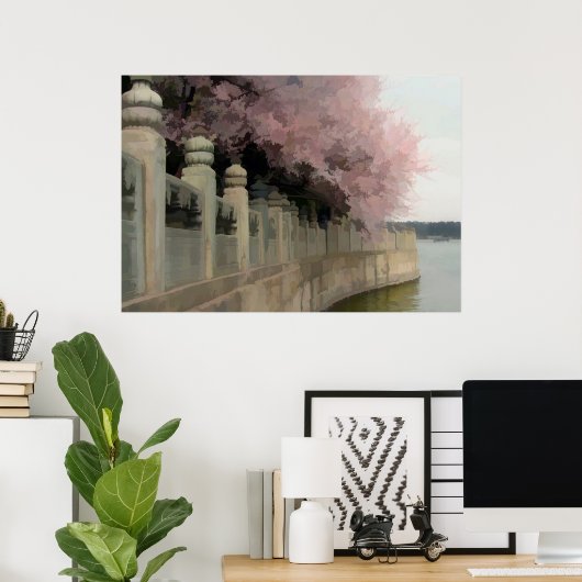Abstract van Cherry Blossom Poster (Thuiskantoor)