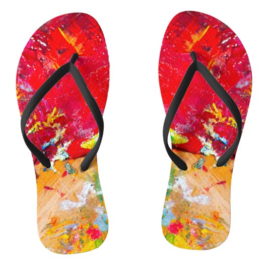 Abstract van Kleurrijk Kunstenaars Palet Teenslippers (Voetbed)