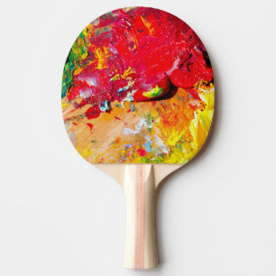 Abstract Van Kleurrijk Schilderpalet Tafeltennisbatje