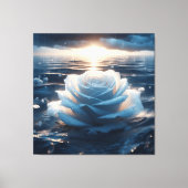 Abstract van Ocean Blue en White Rose Canvas Art Afdruk (Voorkant)