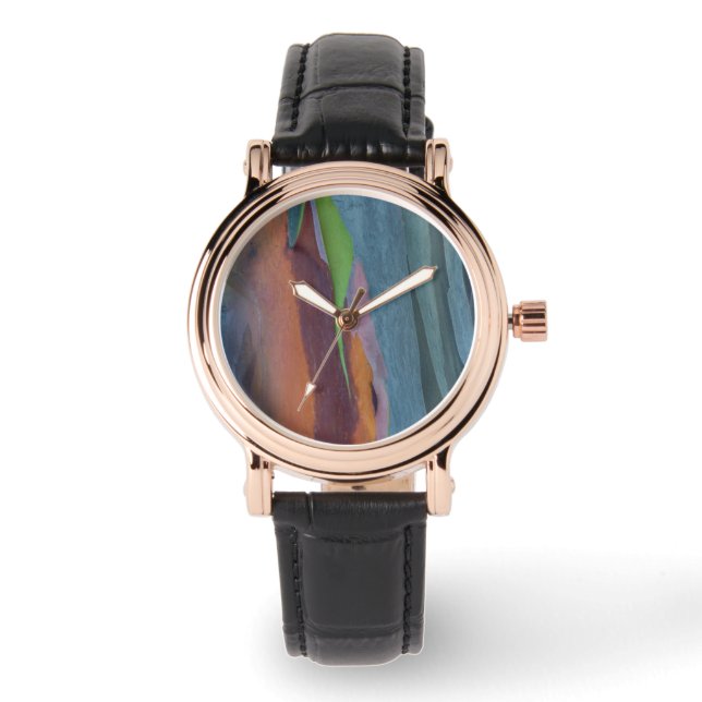 Abstract van regenbooggbomen horloge (Voorkant)