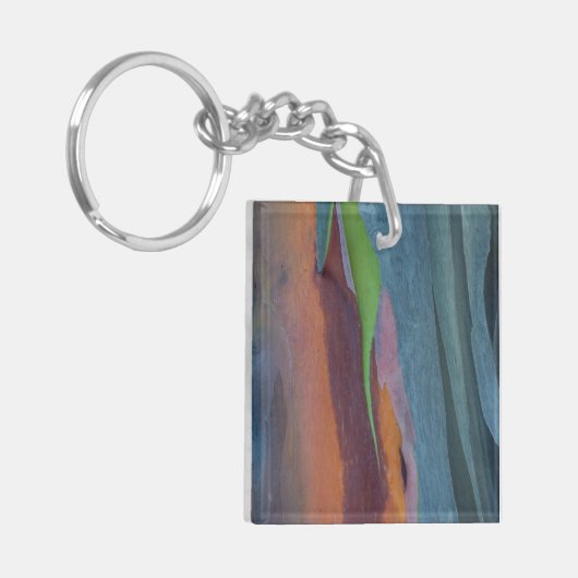 Abstract van regenbooggbomen sleutelhanger (Voorkant Links)