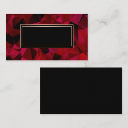 Abstract, veelhoekig, rood, rood en zwart visitekaartje (Voorkant / Achterkant)