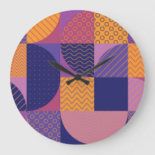 Abstract veelkleurig geometrisch  patroon grote klok