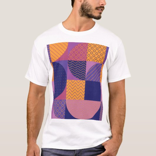 Abstract veelkleurig geometrisch patroon t-shirt (Voorkant)
