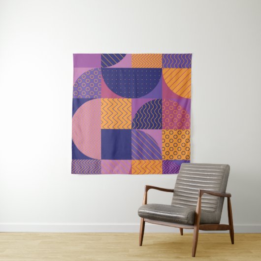Abstract veelkleurig geometrisch  patroon wandkleed (In Situ (horizontaal))