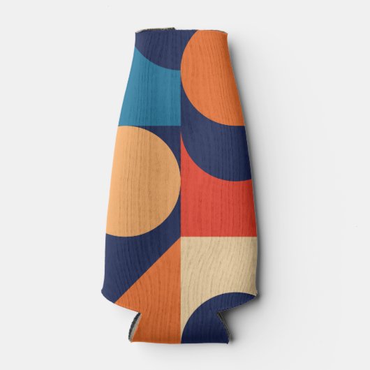 Abstract veelkleurig geometrisch vormenpatroon flesjeskoeler (Voorkant)