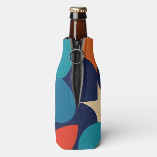 Abstract veelkleurig geometrisch vormenpatroon flesjeskoeler (Fles Achterkant)