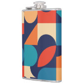 Abstract veelkleurig geometrisch vormenpatroon heupfles (Links)