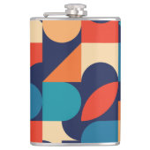 Abstract veelkleurig geometrisch vormenpatroon heupfles (Voorkant)