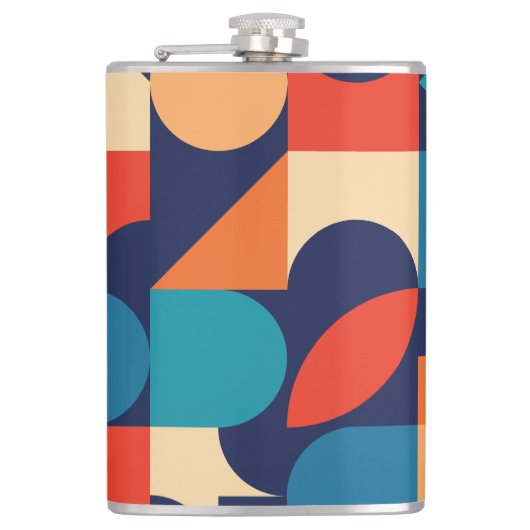 Abstract veelkleurig geometrisch vormenpatroon heupfles (Voorkant)