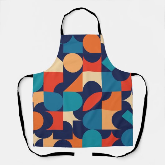 Abstract veelkleurig geometrisch vormenpatroon schort (Voorkant)