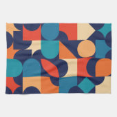 Abstract veelkleurig geometrisch vormenpatroon theedoek (Horizontaal)