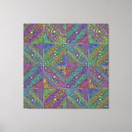 abstract veelkleurig neon tegel ontwerp canvas afdruk