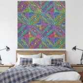 abstract veelkleurig neon tegel ontwerp canvas afdruk (Insitu (Slaapkamer))