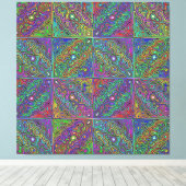 abstract veelkleurig neon tegel ontwerp canvas afdruk (Insitu (Houten vloer))