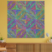 abstract veelkleurig neon tegel ontwerp canvas afdruk (Insitu (Woonkamer))