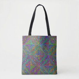 abstract veelkleurig neon tegel ontwerp tote bag