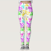 Abstract veelkleurig neonpatroon leggings (Voorkant)