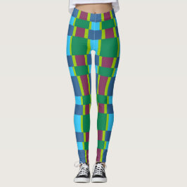 Abstract veelkleurig patroon met vierkanten en lij leggings